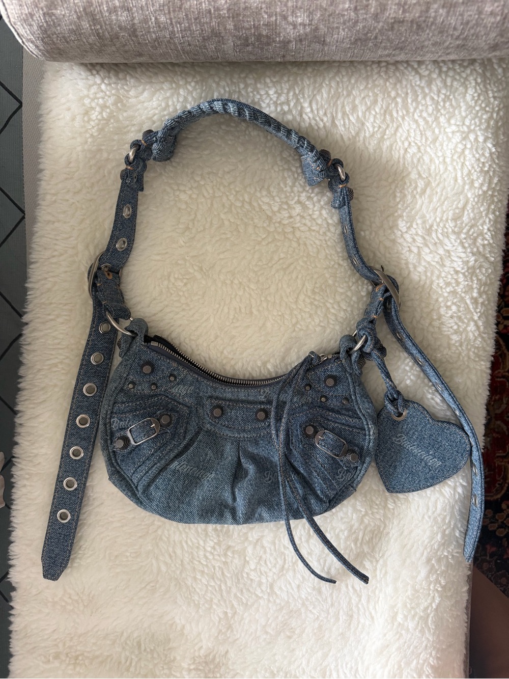 Small Balenciaga denim cagole bag